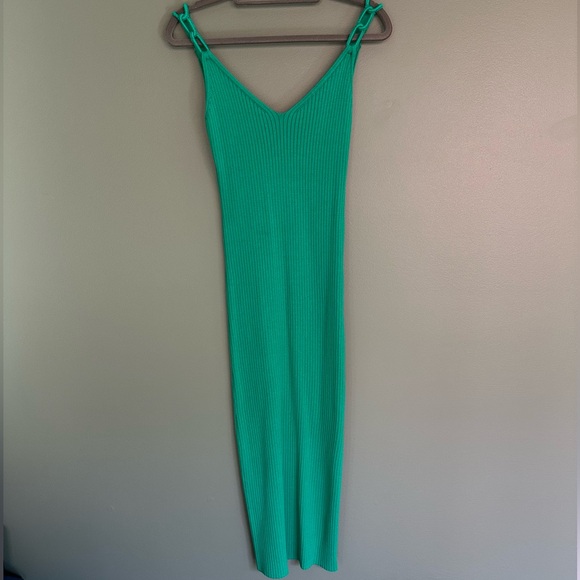 Milly Knit Chain Strap Midi Dress Emerald XS EUC P - Picture 3 of 12